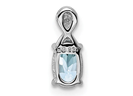 Sterling silver aquamarine oval pendant, further view