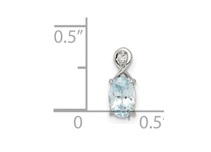 Sterling silver aquamarine oval pendant, another view