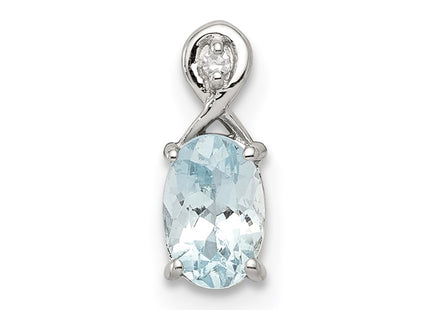 Sterling silver aquamarine oval pendant