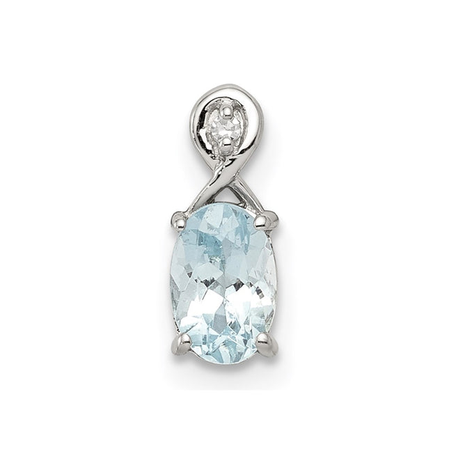 Sterling silver aquamarine oval pendant
