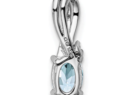 Sterling silver diamond oval pendant, further view