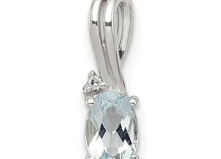 Sterling silver diamond oval pendant