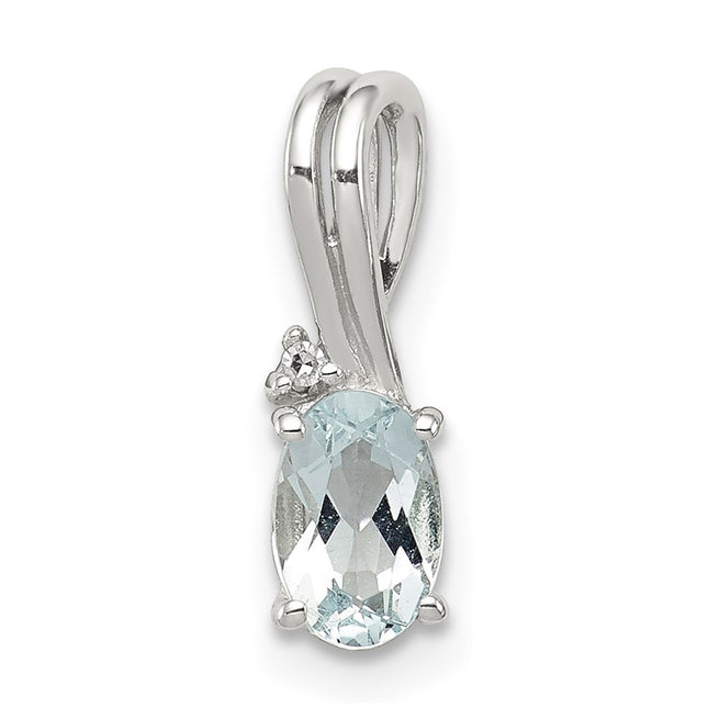 Sterling silver diamond oval pendant