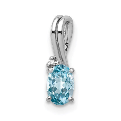 Sterling silver diamond oval pendant