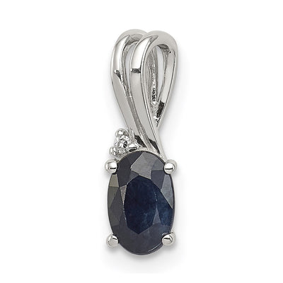 Sterling silver diamond oval pendant