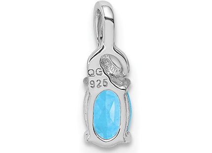 Sterling silver diamond oval pendant, further view
