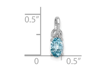 Sterling silver diamond oval pendant, another view