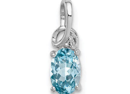 Sterling silver diamond oval pendant