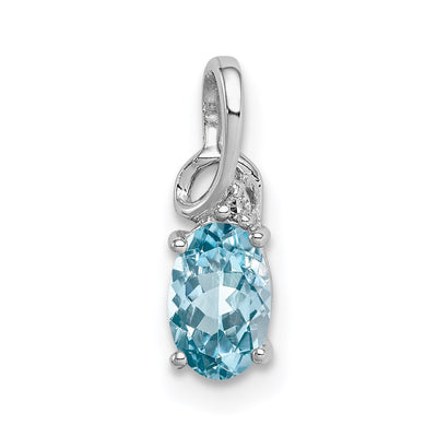 Sterling silver diamond oval pendant