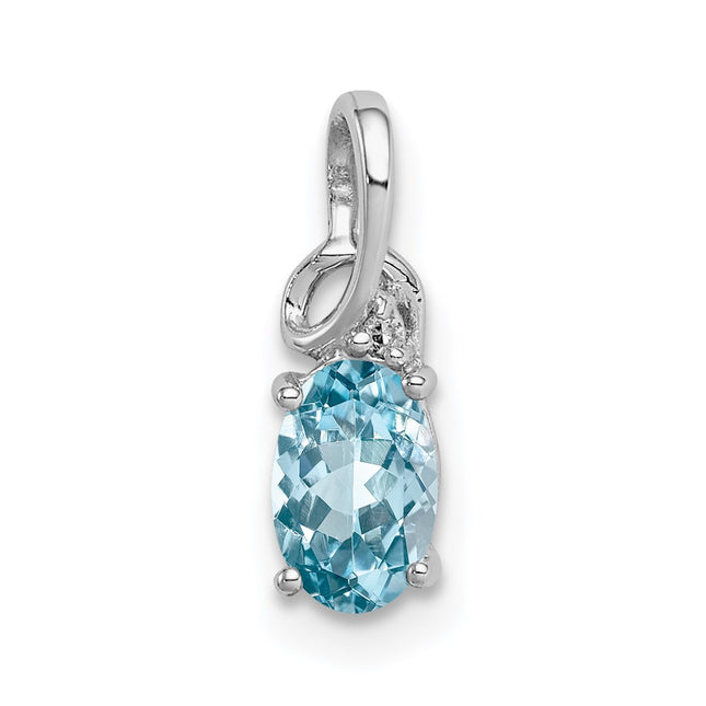 Sterling silver diamond oval pendant