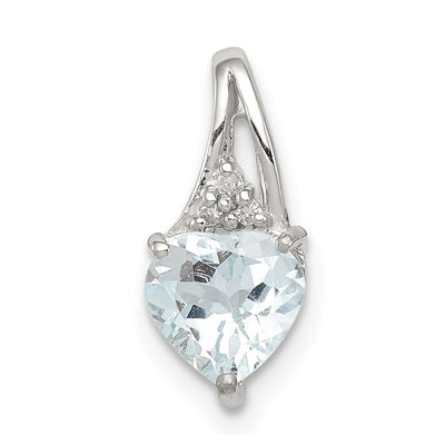Sterling silver aquamarine heart pendant