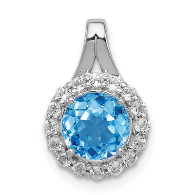 Sterling silver blue topaz circle pendant