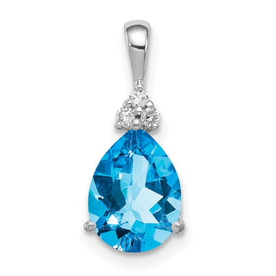 Sterling silver diamond teardrop pendant