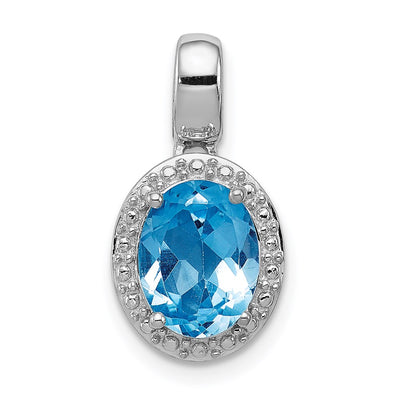Sterling silver blue topaz oval pendant