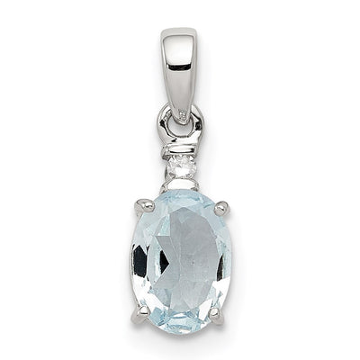 Sterling silver diamond oval pendant