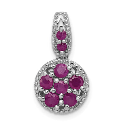 Sterling silver ruby circle pendant