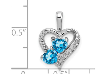 Sterling Silver Rhodium-plated Blue Topaz Diamond Pendant (Style QP3138BT)