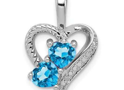 Sterling Silver Rhodium-plated Blue Topaz Diamond Pendant (Style QP3138BT)