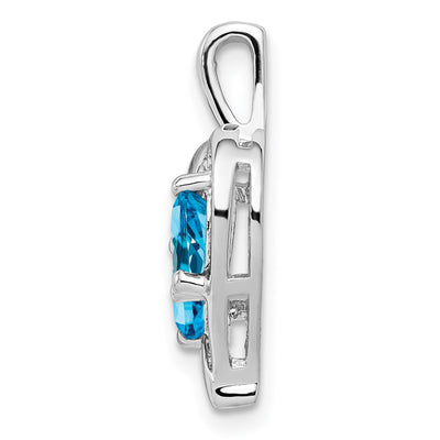Sterling Silver Rhodium-plated Blue Topaz Diamond Pendant, 21 x 14mm