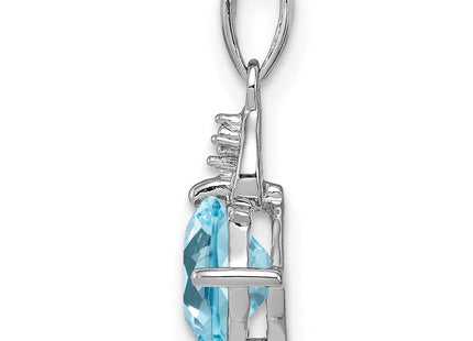 Sterling Silver Rhodium Plated Diamond and Light Swiss BT Pendant (Style QP3160BT)