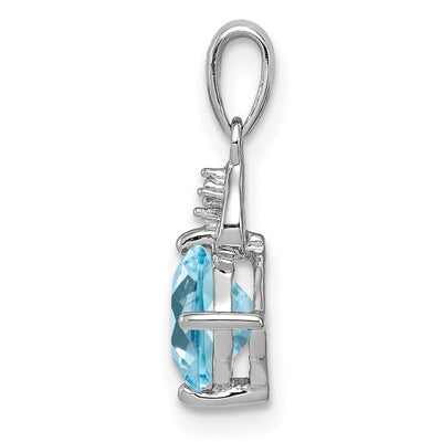Sterling Silver Rhodium Plated Diamond and Light Swiss BT Pendant, 17 x 8mm