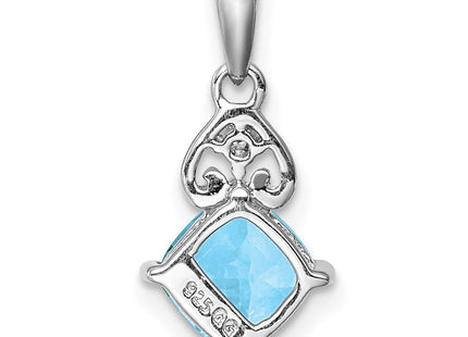 Sterling Silver Rhodium Plated Diamond and Light Swiss BT Pendant (Style QP3160BT)