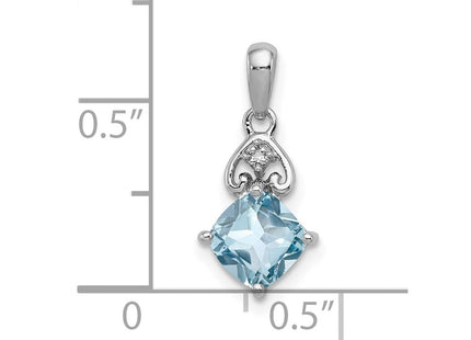 Sterling Silver Rhodium Plated Diamond and Light Swiss BT Pendant (Style QP3160BT)