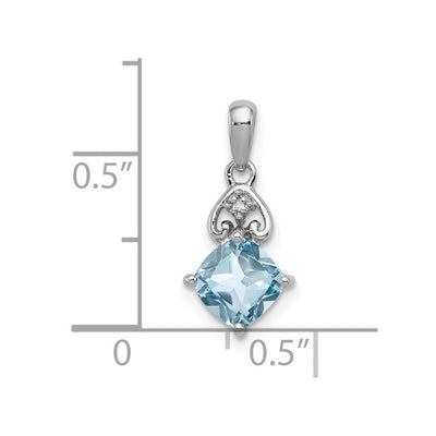 Sterling Silver Rhodium Plated Diamond and Light Swiss BT Pendant, 17 x 8mm