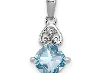 Sterling Silver Rhodium Plated Diamond and Light Swiss BT Pendant (Style QP3160BT)