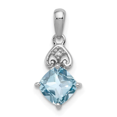 Sterling Silver Rhodium Plated Diamond and Light Swiss BT Pendant, 17 x 8mm