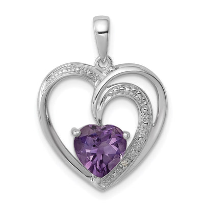 Sterling silver diamond heart pendant