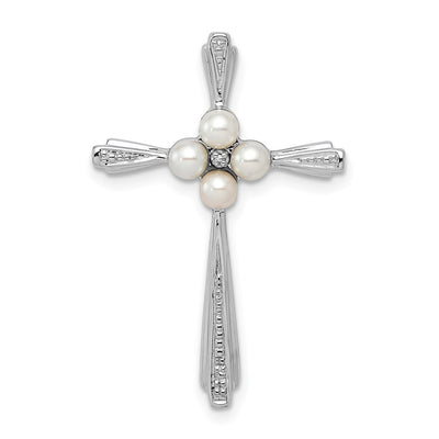 Sterling silver diamond cross pendant