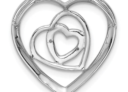 Sterling Silver Rhodium Plated Diamond Triple Heart Pendant (Style QP3301)