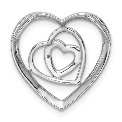 Sterling Silver Rhodium Plated Diamond Triple Heart Pendant, 19 x 19mm