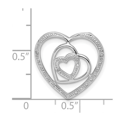 Sterling Silver Rhodium Plated Diamond Triple Heart Pendant, 19 x 19mm