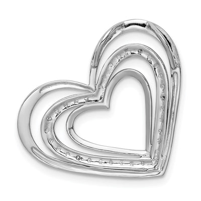 Sterling Silver Rhodium Plated Diamond Triple Heart Pendant, 23 x 22mm