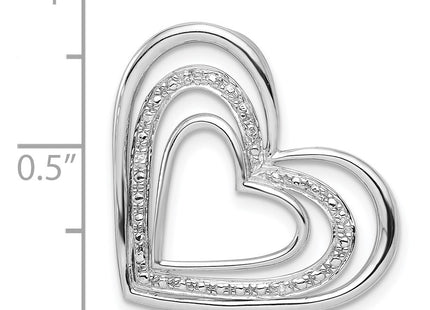 Sterling silver diamond heart pendant, another view