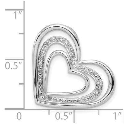 Sterling Silver Rhodium Plated Diamond Triple Heart Pendant, 23 x 22mm