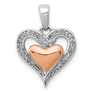 14K rose gold diamond heart pendant