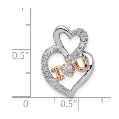 Sterling Silver Rhodium Diam.s Rose Gold Plated I HEART U Pendant