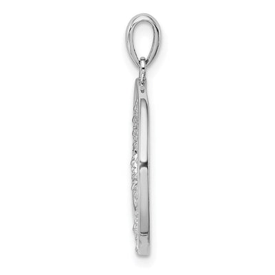 Sterling Silver Rhodium Plated Diamond Pendant, 25 x 18mm