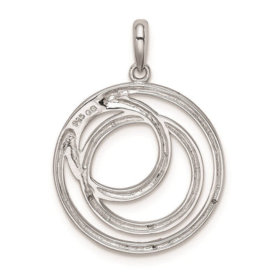 Sterling Silver Rhodium Plated Diamond Pendant, 25 x 18mm
