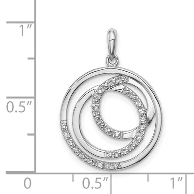 Sterling Silver Rhodium Plated Diamond Pendant, 25 x 18mm