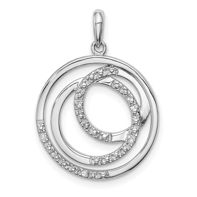 Sterling Silver Rhodium Plated Diamond Pendant, 25 x 18mm