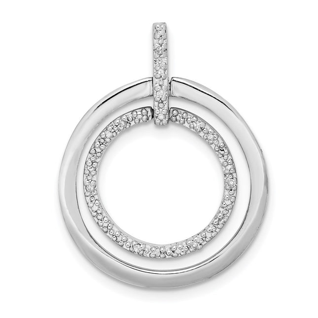 Sterling Silver Rhodium Plated Diamond Pendant, 26 x 21mm