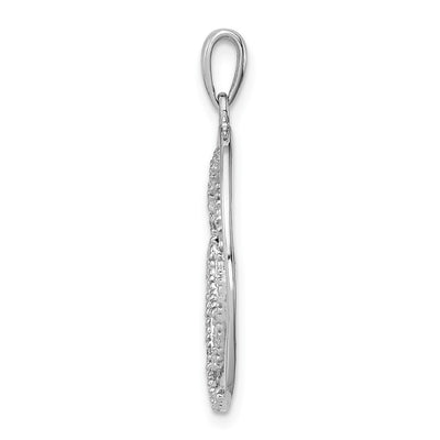 Sterling Silver Rhodium Plated Diamond Pendant, 29 x 17mm