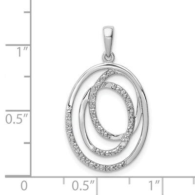 Sterling Silver Rhodium Plated Diamond Pendant, 29 x 17mm