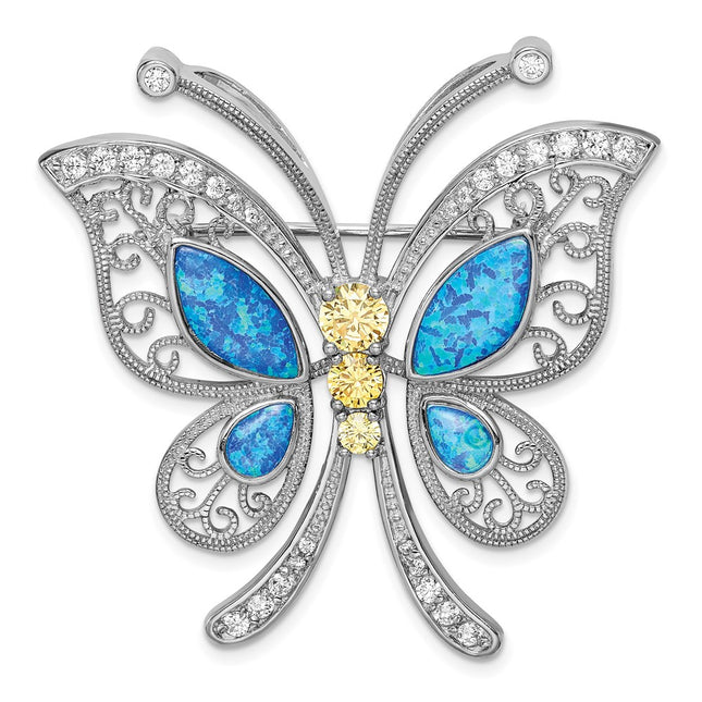 Sterling silver cubic zirconia butterfly chain, alternate view