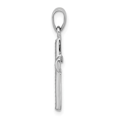 Sterling Silver Rhodium Plated Diamond Cross Pendant, 25 x 12mm