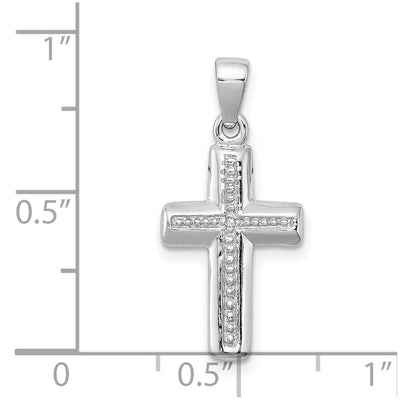 Sterling Silver Rhodium Plated Diamond Cross Pendant, 25 x 12mm